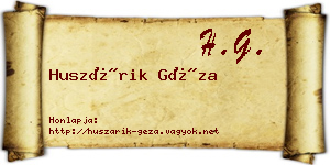 Huszárik Géza névjegykártya